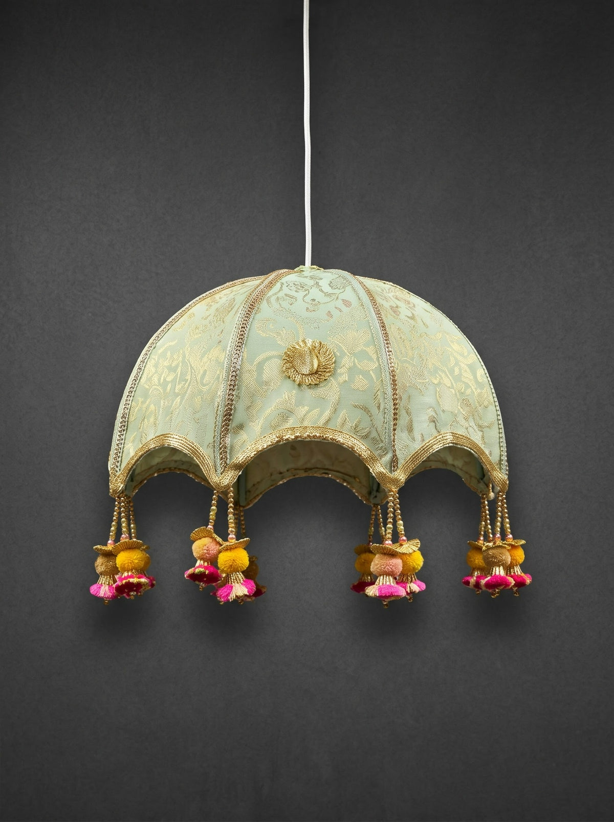 Decorative Brocade Umbrella Hanging - Sage Green