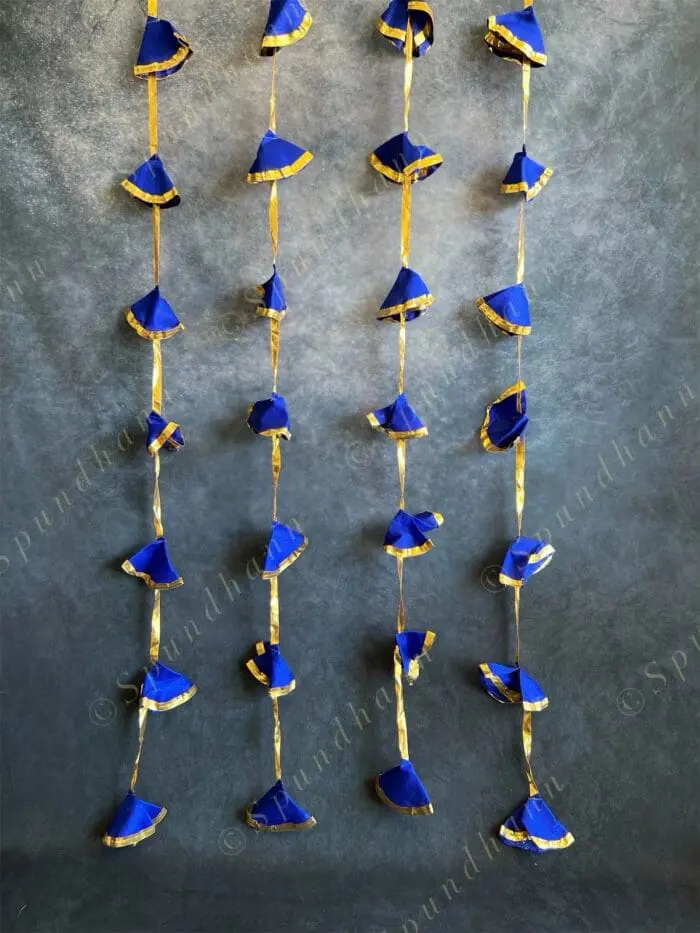 Pastel Colored Silk & Gold Gota Long Strings Wall Hanging Decor - Pack of 4 Strings - Image 5