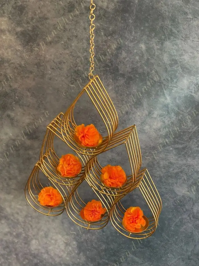 Modern 6 Drop Shaped Hanging Tea Light Holders - Image 1