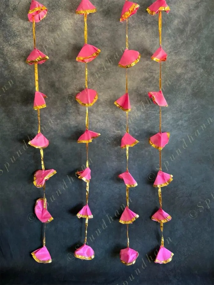 Pastel Colored Silk & Gold Gota Long Strings Wall Hanging Decor - Pack of 4 Strings - Image 7