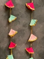 Pastel Colored Silk & Gold Gota Long Strings Wall Hanging Decor - Pack of 4 Strings - Image 4