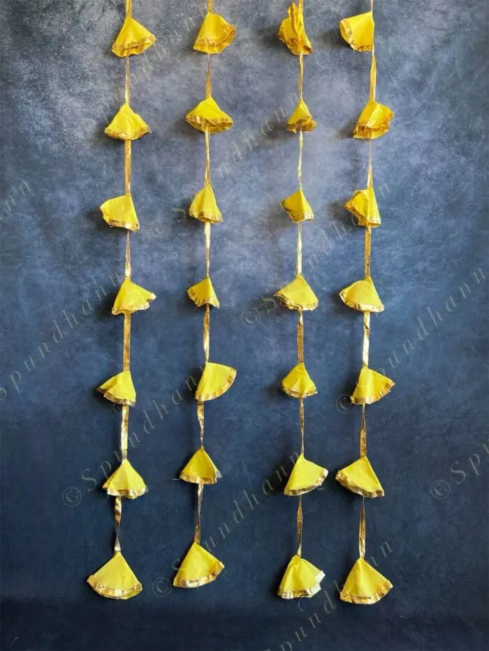 Pastel Colored Silk & Gold Gota Long Strings Wall Hanging Decor - Pack of 4 Strings - Image 9