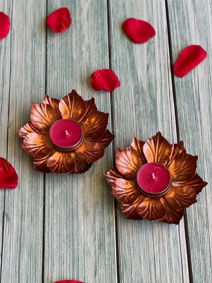 Copper Color Lotus Tea Light Holder - Image 2