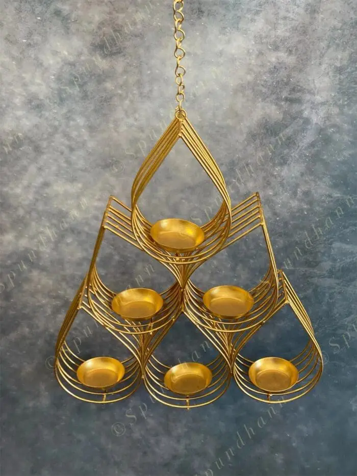 Modern 6 Drop Shaped Hanging Tea Light Holders - Image 3