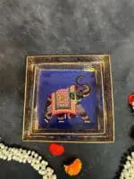 Traditional Golden Tray With Pichwai Art Picture Set of 2 - Image 7