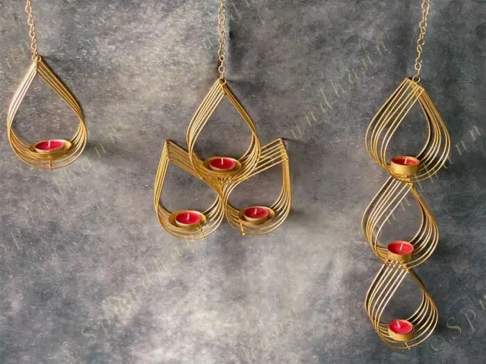 3-Drop Line Hanging Tea Light Holders - Image 3