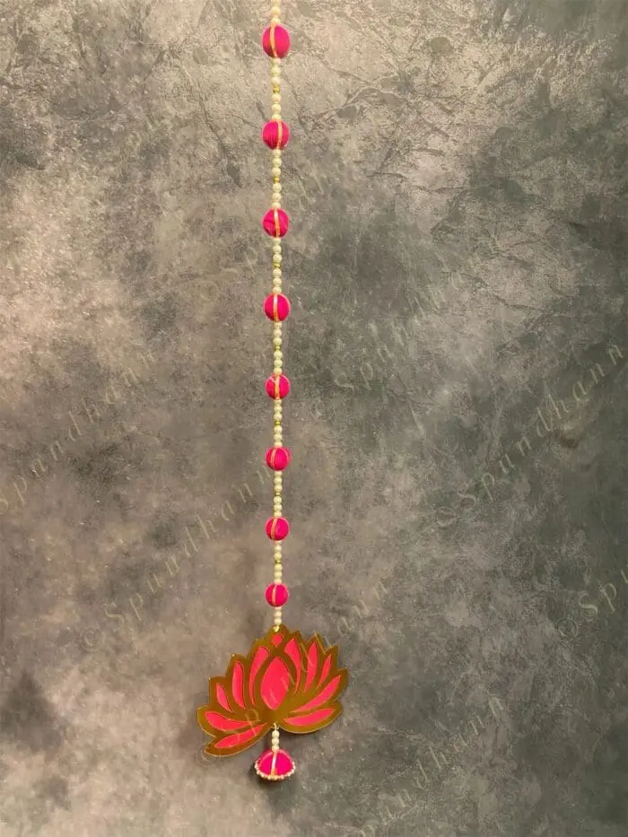 Lotus Hanging with pearl and pink Bead Set of 2 - Image 5