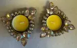 Triple Gold Leaf and White Studded Tealight Holder Pair