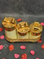 White and Copper Canister Set of 3 with Tray - Image 2