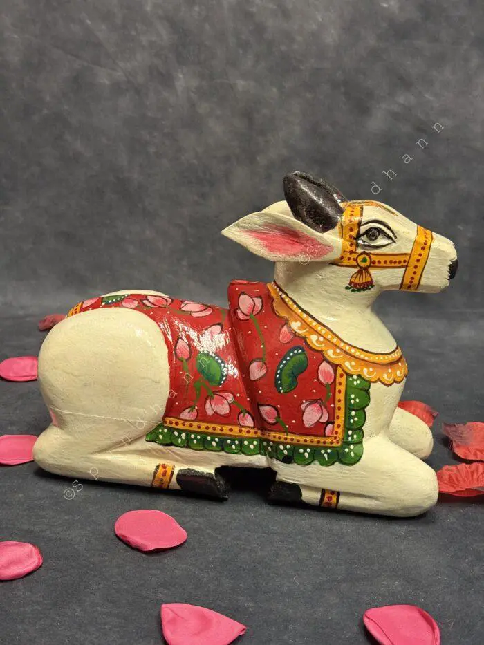 Handcrafted Wooden Nandi Cow - Image 1