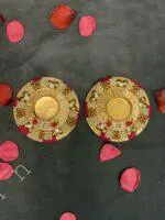 Traditional Decorative Tealight Holder – Pearl & Kundan Work - Image 2