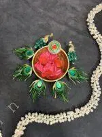 Single Diya Feather Peacock Urli - Image 2