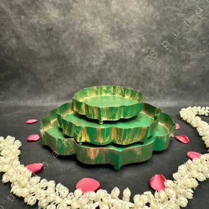 Green Metal Lotus Plates