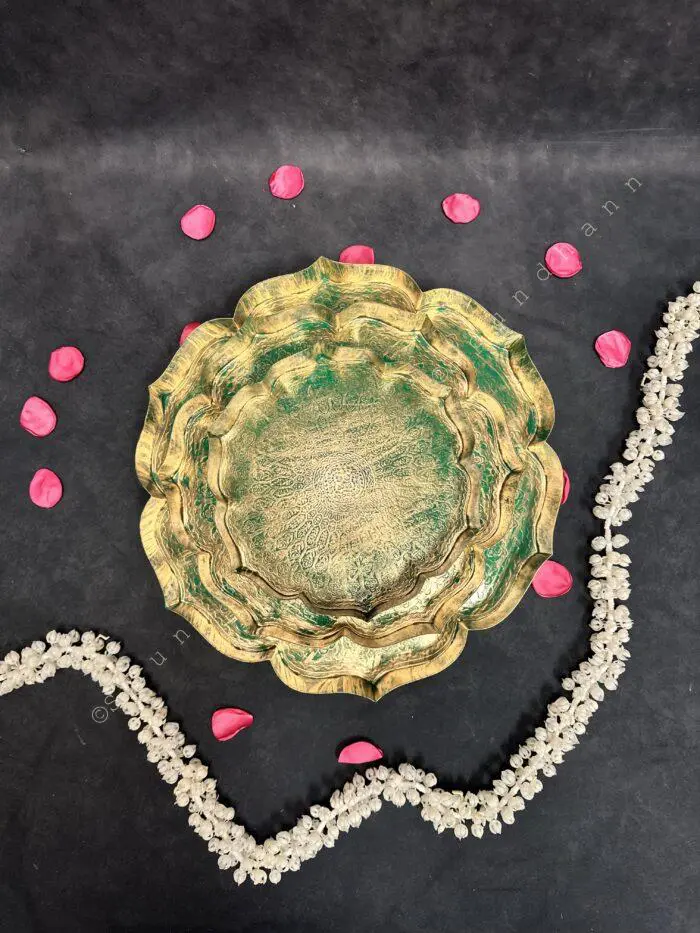 Green Metal Lotus Plates - Image 3