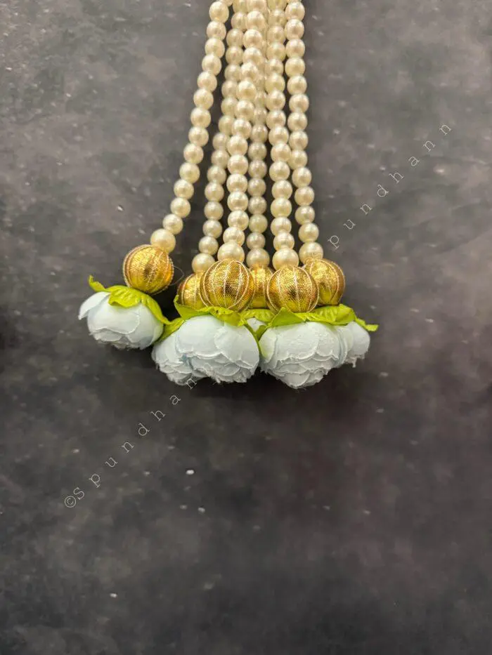 Pearl Srtings With Rose Bud Dangler - Image 4