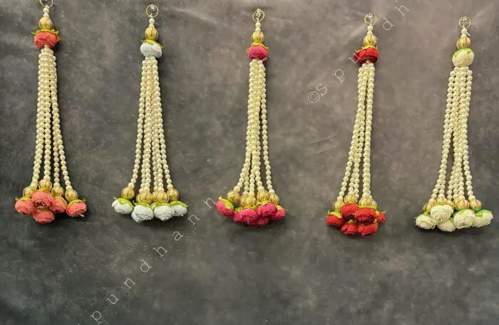 Pearl Srtings With Rose Bud Dangler - Image 1