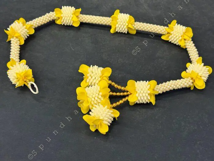 Mogra Pearl and colorful flower with Tassel - Image 2