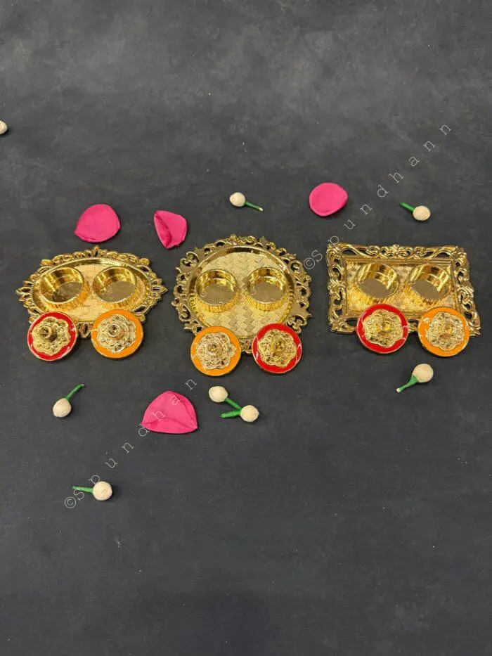 Golden Haldi Kumkum Decorative Holder - Image 6