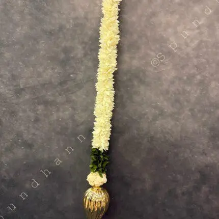 White Chameli String with Gold Drop