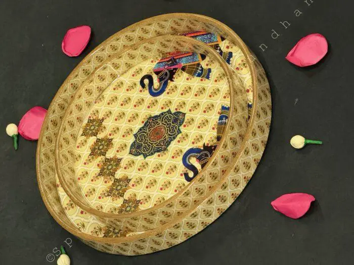 Royal Elephant Design Decorative Tray Set of 2 - Image 9