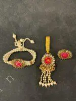 Studded Bracelet, Waist Latkan, and Finger Ring Set - Image 4