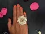 Elegant Shell Finger Ring with Crystal Studs - Image 3