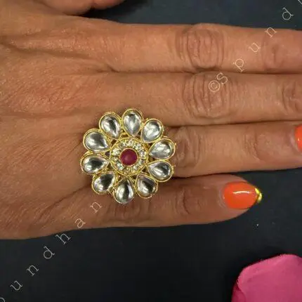 Crystal-Studded Round Finger Ring