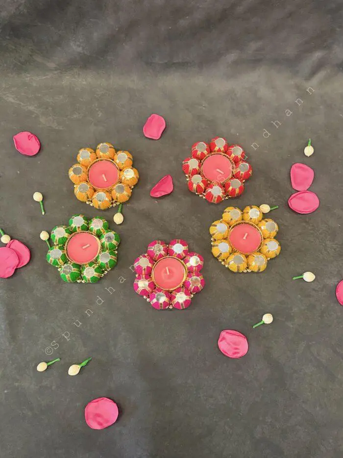 Mirror and Beaded Ball Tealight Holder - Image 1