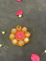 Mirror and Beaded Ball Tealight Holder - Image 2