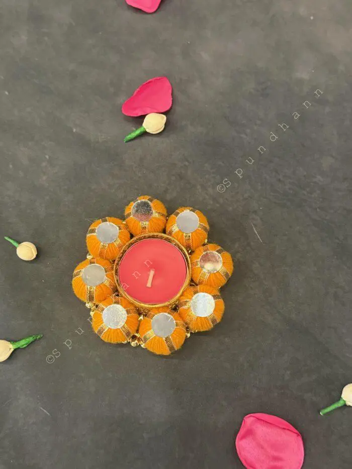 Mirror and Beaded Ball Tealight Holder - Image 2