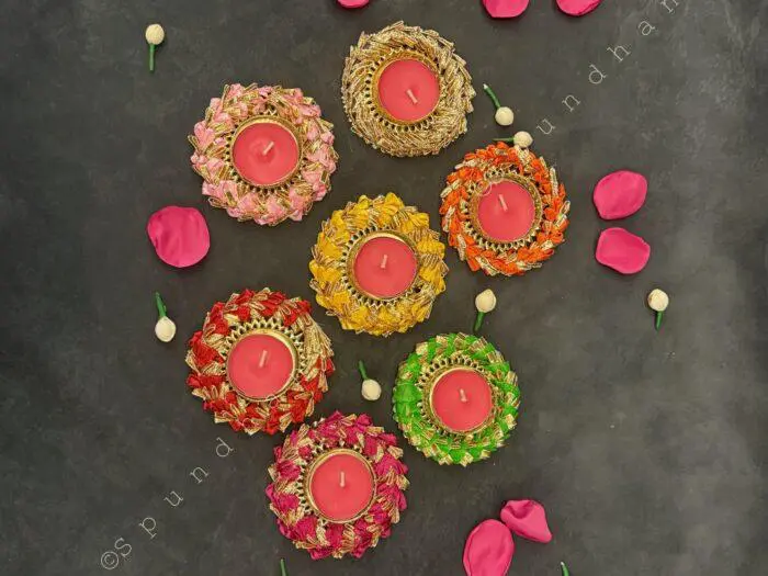 Colorful Gotapatti Bangle Tea Light Holder - Image 1