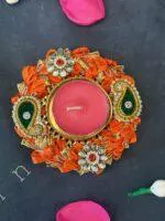 Colorful Gota Bangle With Decorative Stone Tealight Holder - Image 6