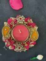 Colorful Gota Bangle With Decorative Stone Tealight Holder - Image 5