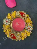 Colorful Gota Bangle With Decorative Stone Tealight Holder - Image 7