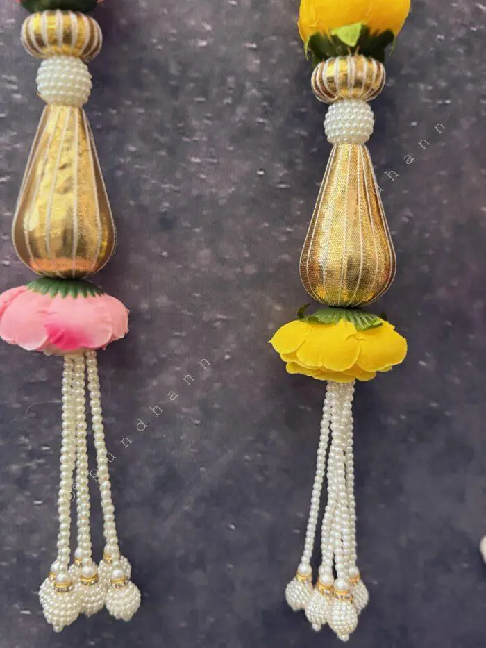 Rose Pearl and Gota Dangler with Tassel - Image 3