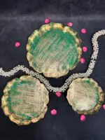 Green Metal Lotus Plates - Image 2