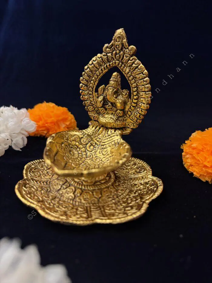 Ganesh T Light in Brass - Image 1
