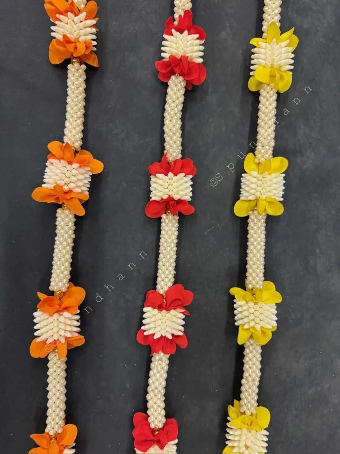 Mogra Pearl and colorful flower with Tassel - Image 10
