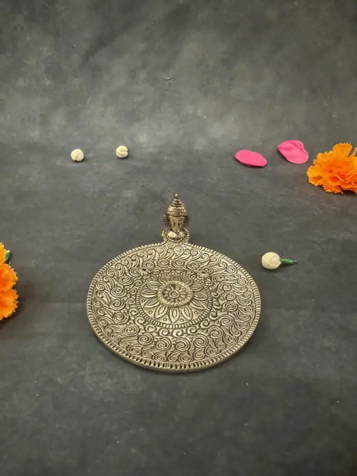 German Silver Patterned Agarbatti holder Platter - Image 3