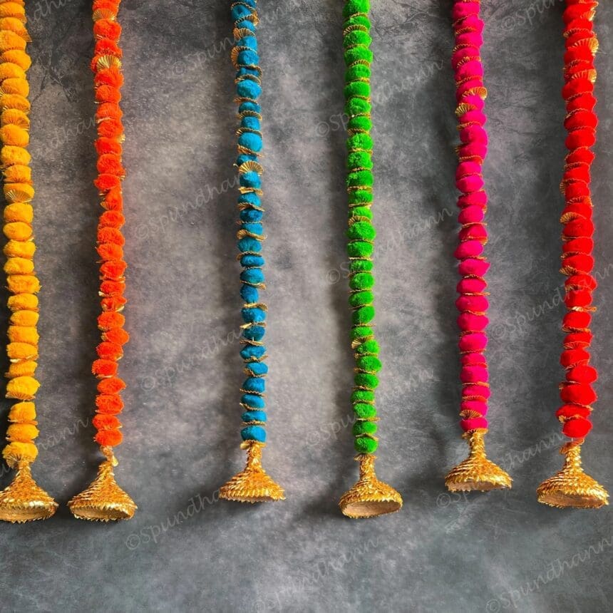 Solid Color Pom Pom & Gota Dangler