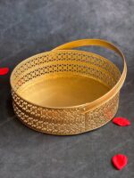 Metal Golden Cutwork Round Baskets - Image 2
