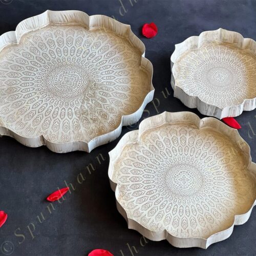 White Metal Lotus Plates