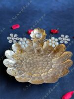 Gold Floral Shape Studded Pearl Platter / Plate - Image 3