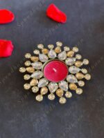 White & Golden Triple Studded Tea Light Holder - Image 8