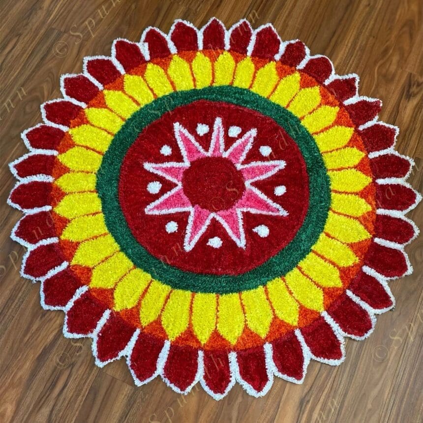 Large Floral Rangoli Floor Mat