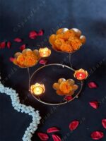 Floral Standing Urli with Tea Light Holders