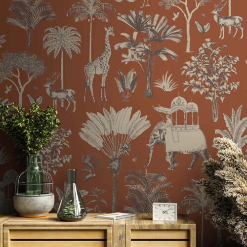 Life n Colors: 'Itihaas' - Stunning Retro Elephant Carriage Print Premium Wallpaper