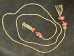 Pearl string with Pink Rose Bud Pair