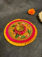 Multicolor Frill Tea Light Holder with Lotus Pattern - Image 4