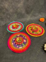 Multicolor Frill Tea Light Holder with Lotus Pattern